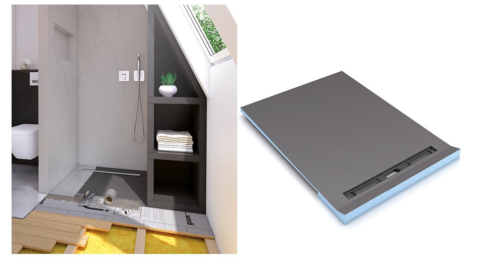 Receveur de douche wedi Fundo RioLigno rectangulaire, écoulement linéaire