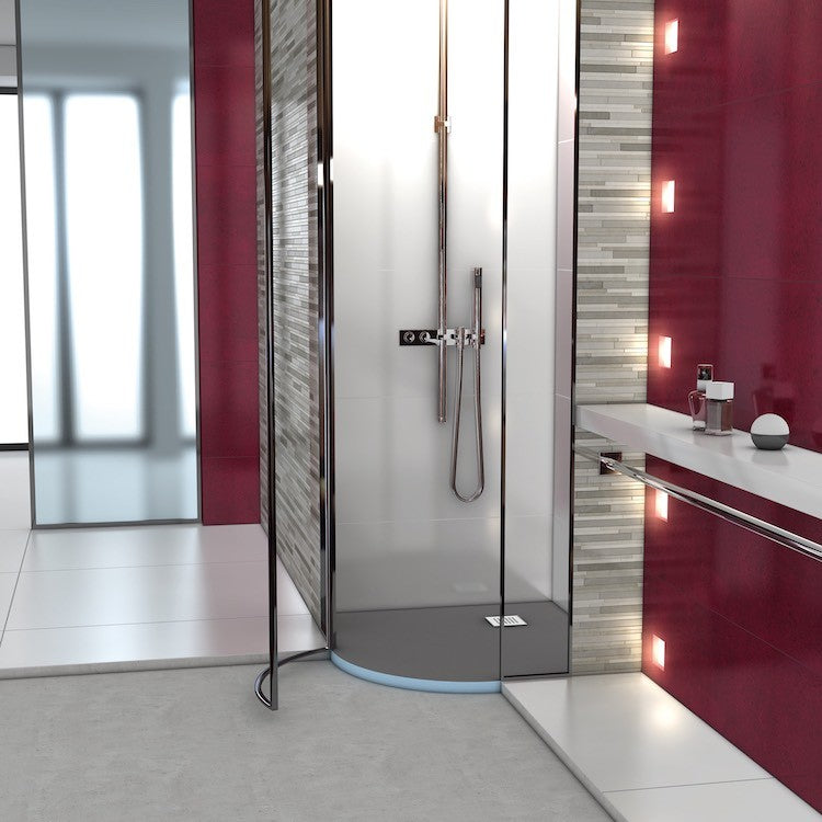 Receveur de douche wedi Fundo Borgo quart de rond, écoulement excentré