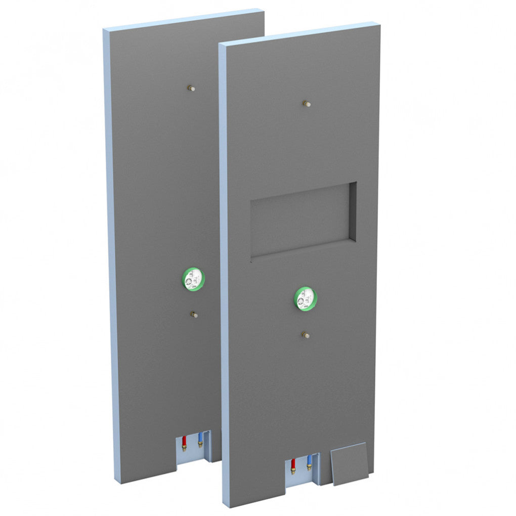 Cloison wedi Sanwell avec niche intégrée, corps encastré et conduites d'eau