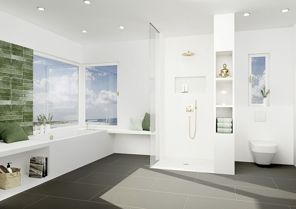 Cloison wedi Sanwell avec niche intégrée, corps encastré et conduites d'eau