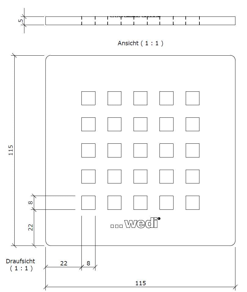 Grille d'écoulement carrée wedi