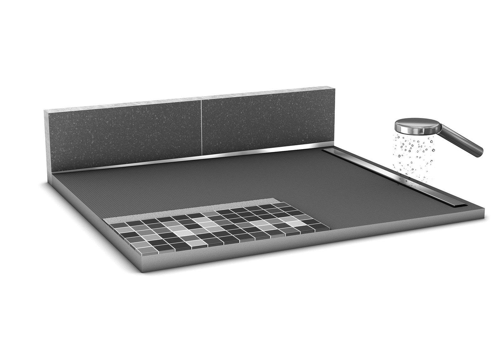 Profilé de pente pour sol wedi Fundo Riolito neo et Plano Linea, inox brossé