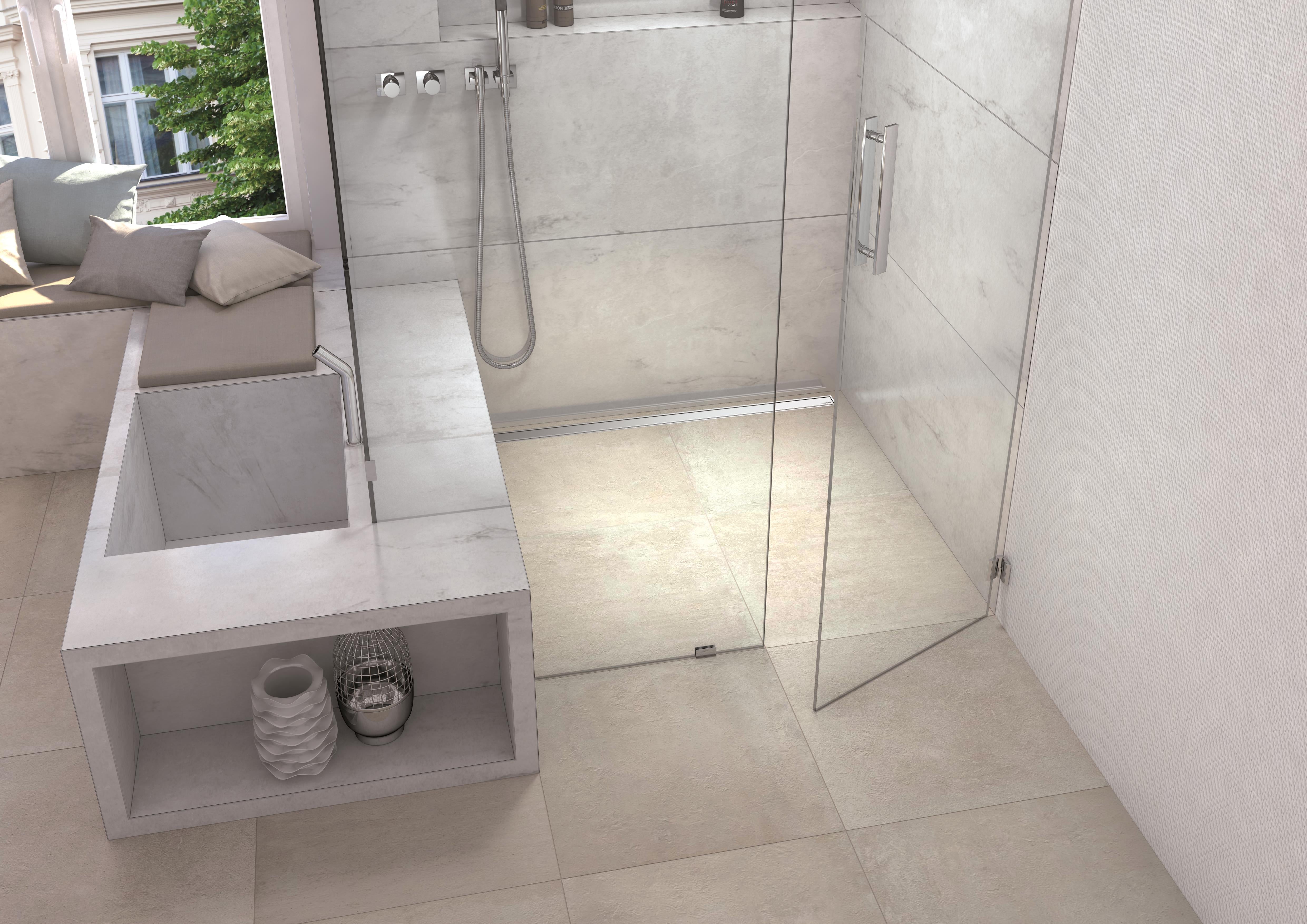 Cadre de canal rectangulaire wedi Fundo pour évacuation linéaire, inox brossé