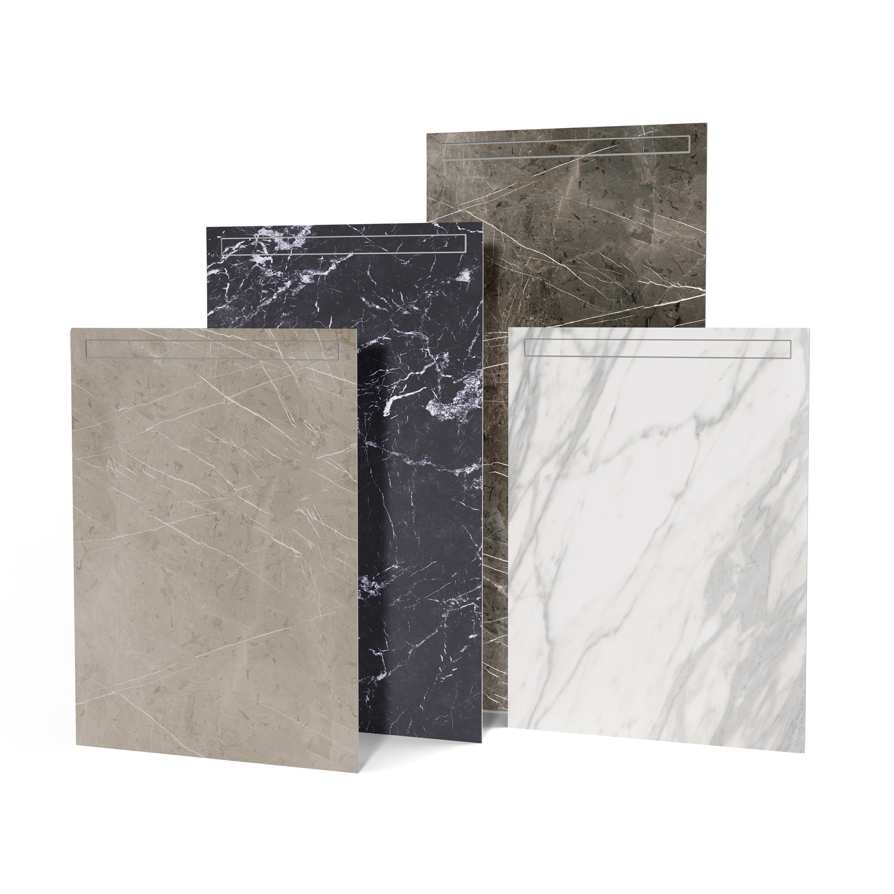 Fundo Top revêtement prêt-à-poser pour receveur Riolito Neo, aspect marbre gris-brun