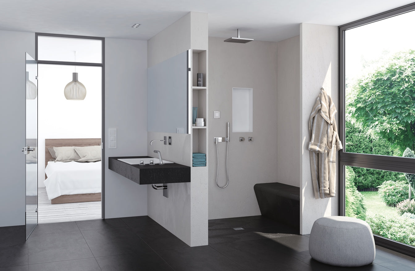 Fundo Top integro revêtement prêt-à-poser pour receveur, aspect pierre naturelle, concrete gris