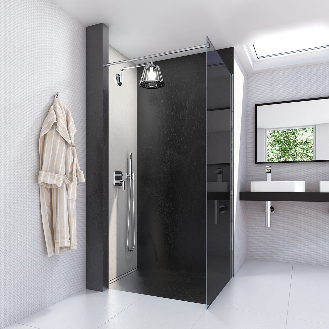 Revêtement pour receveur de douche Fundo Riolito Neo noir wedi