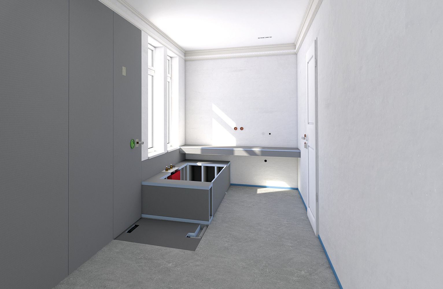 Receveur complet wedi Fundo Plano Linea rectangulaire écoulement excentré DN 40 au plus près du mur