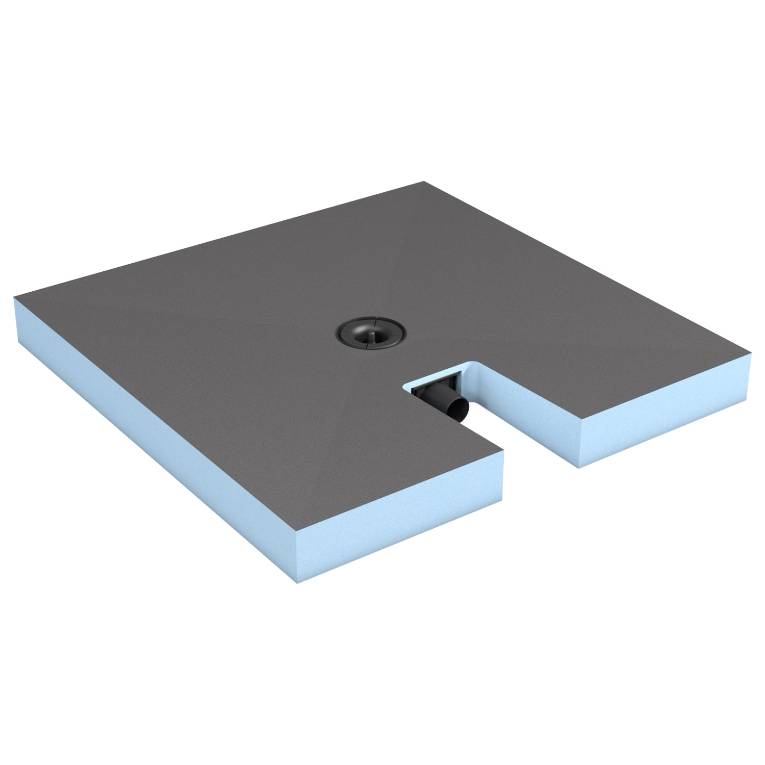 Receveur de douche complet wedi Fundo Integro carré, écoulement centré DN50