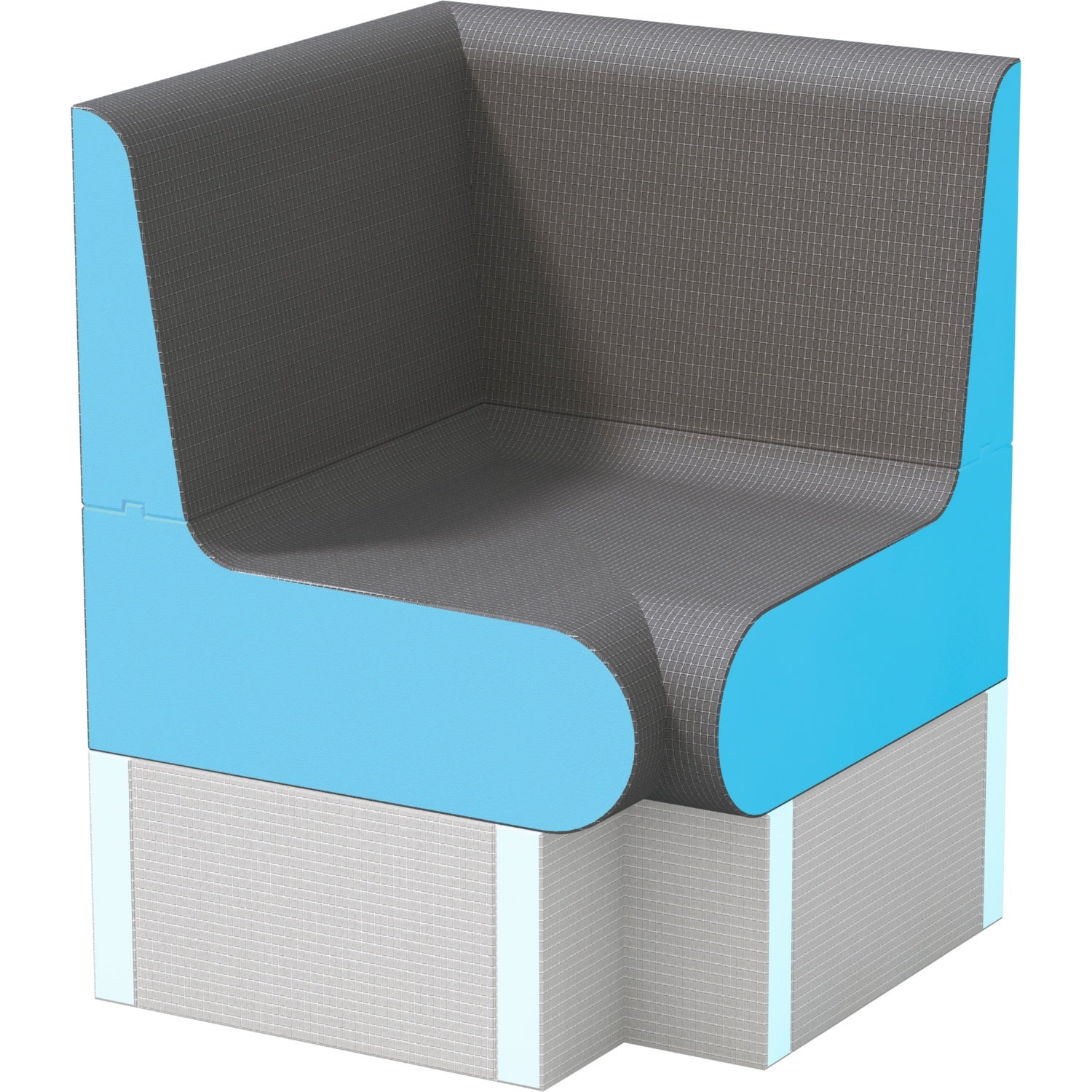 Élément d’angle à 90° de banquette wedi Sanoasa Comoda, pente vers l’avant pour socle Comoda