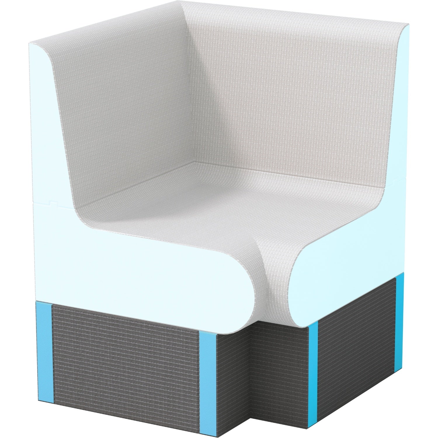 Socle d’angle à 90° de banquette wedi Sanoasa Comoda, pente vers l’avant