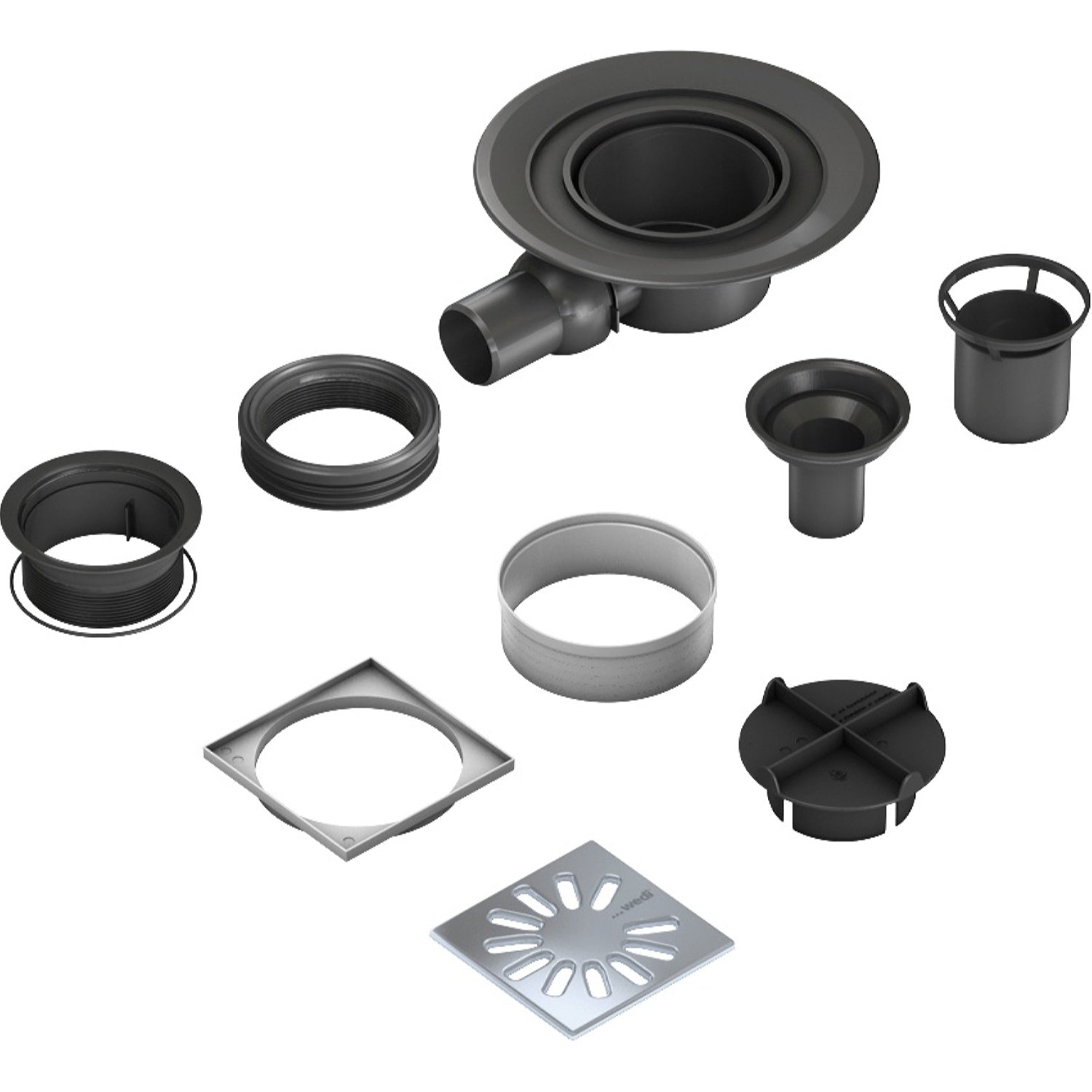 Kit d'écoulement horizontal pour grille d'évacuation carrée