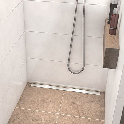 Receveur de douche wedi Fundo Riolito Neo rectangulaire, écoulement linéaire excentré au plus près du mur