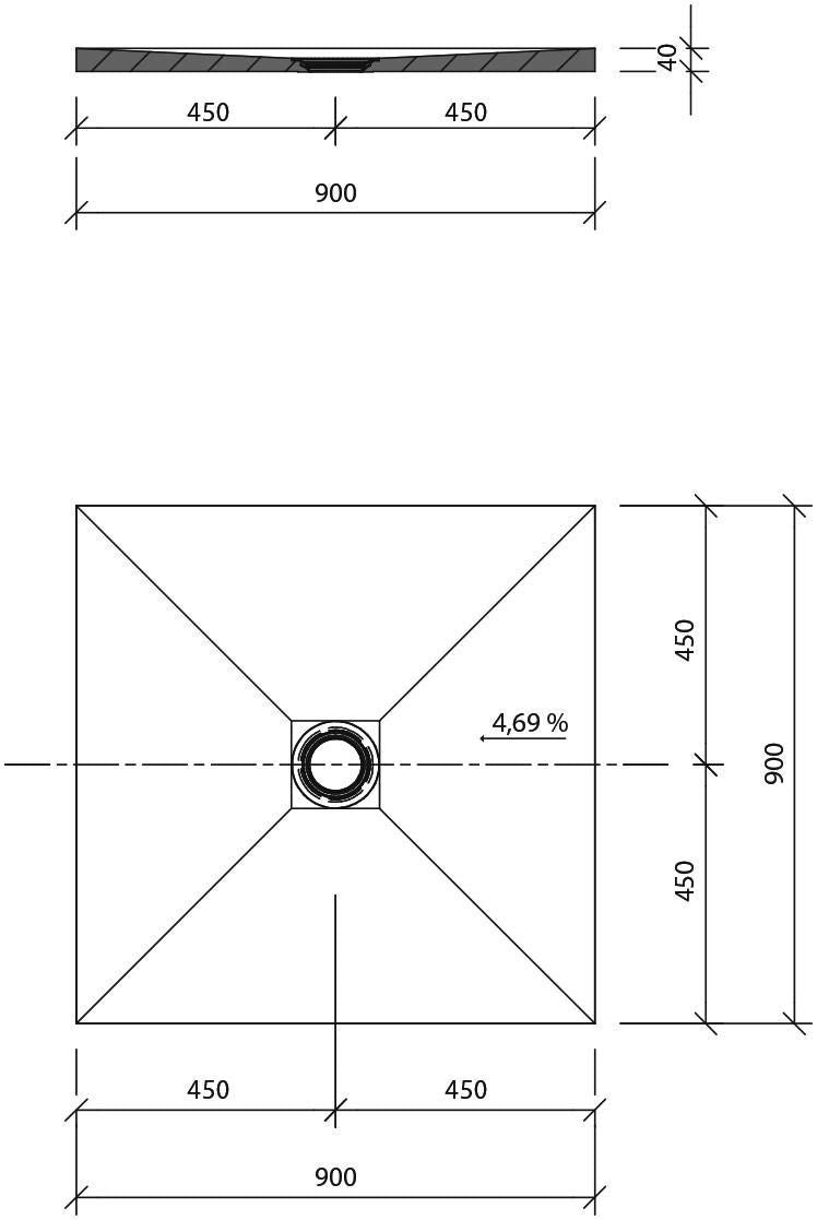 Fundo Shower Kit wedi douche d'angle de plain-pied