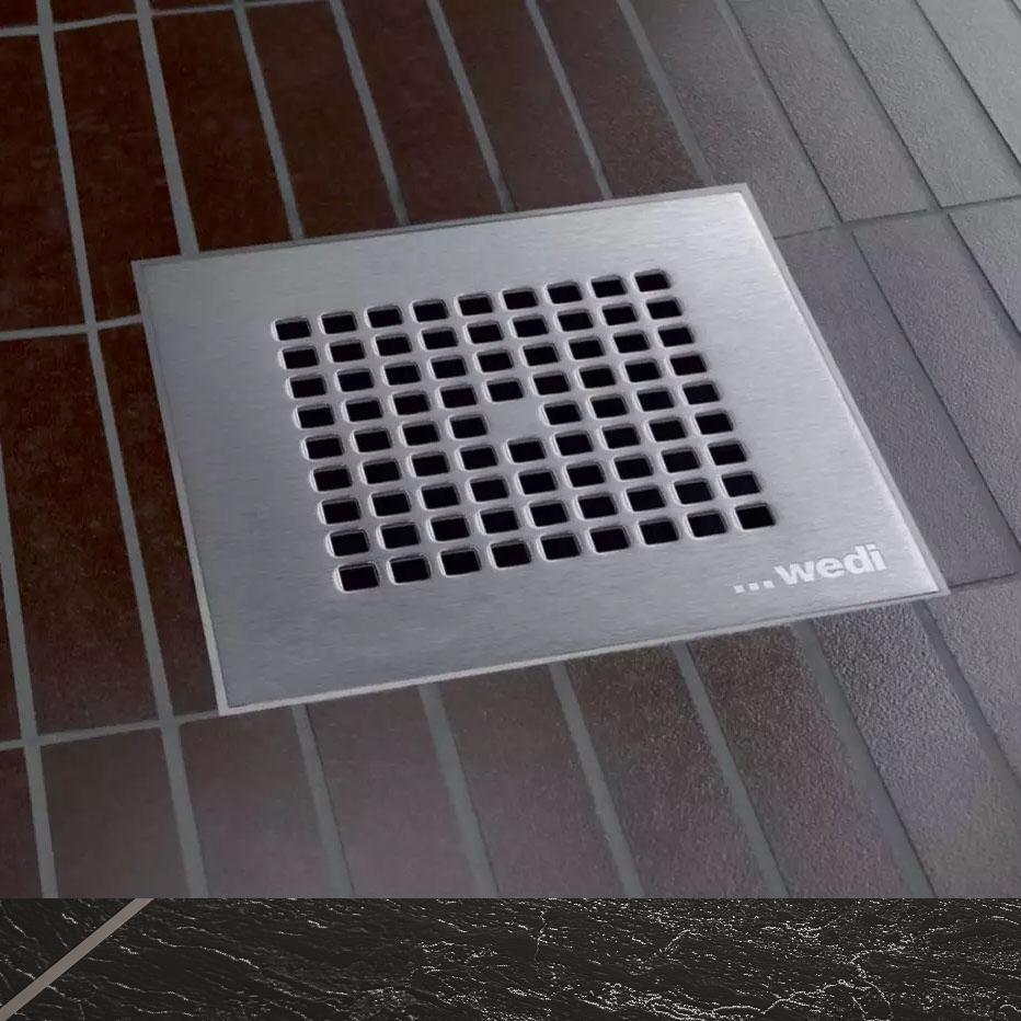 Grille wedi d’écoulement carrée 6.1 pour écoulements en un point
