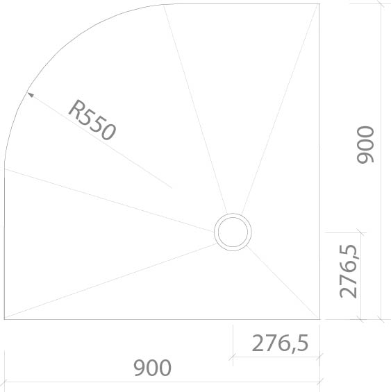 Receveur de douche wedi Fundo Borgo quart de rond, écoulement excentré