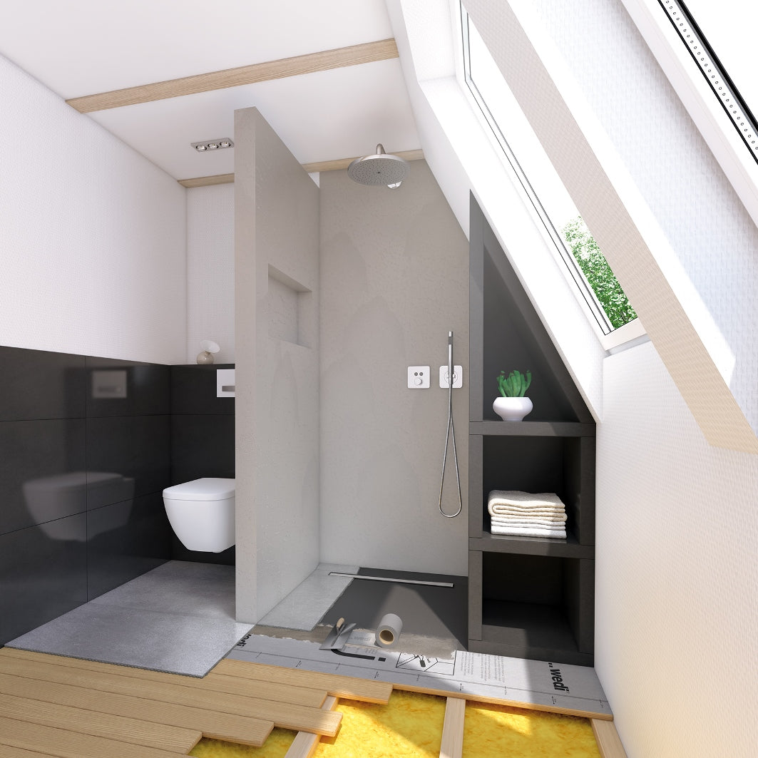 Receveur de douche wedi Fundo RioLigno rectangulaire, écoulement linéaire