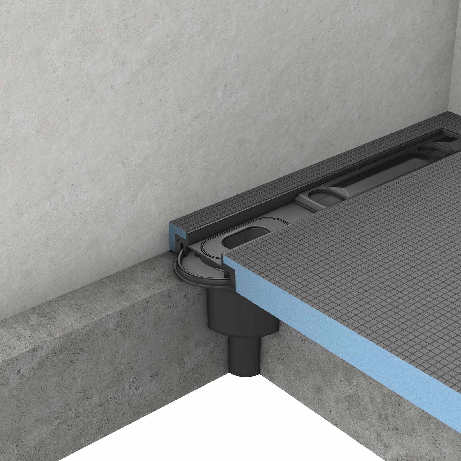 Écoulement linéaire vertical DN 50 wedi Fundo avec coupe-feu