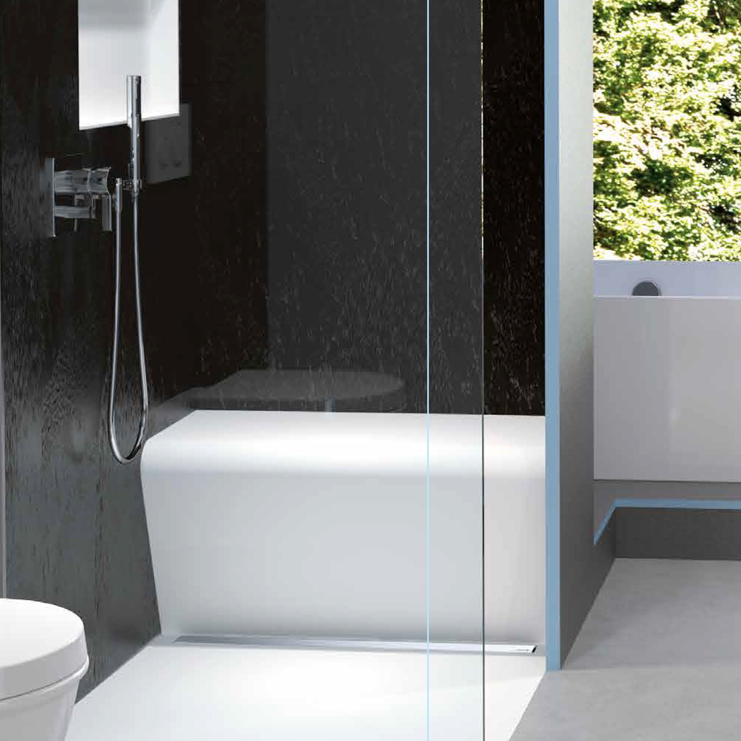 Banquette wedi Sanoasa 3, front arrondi, pente vers l’avant