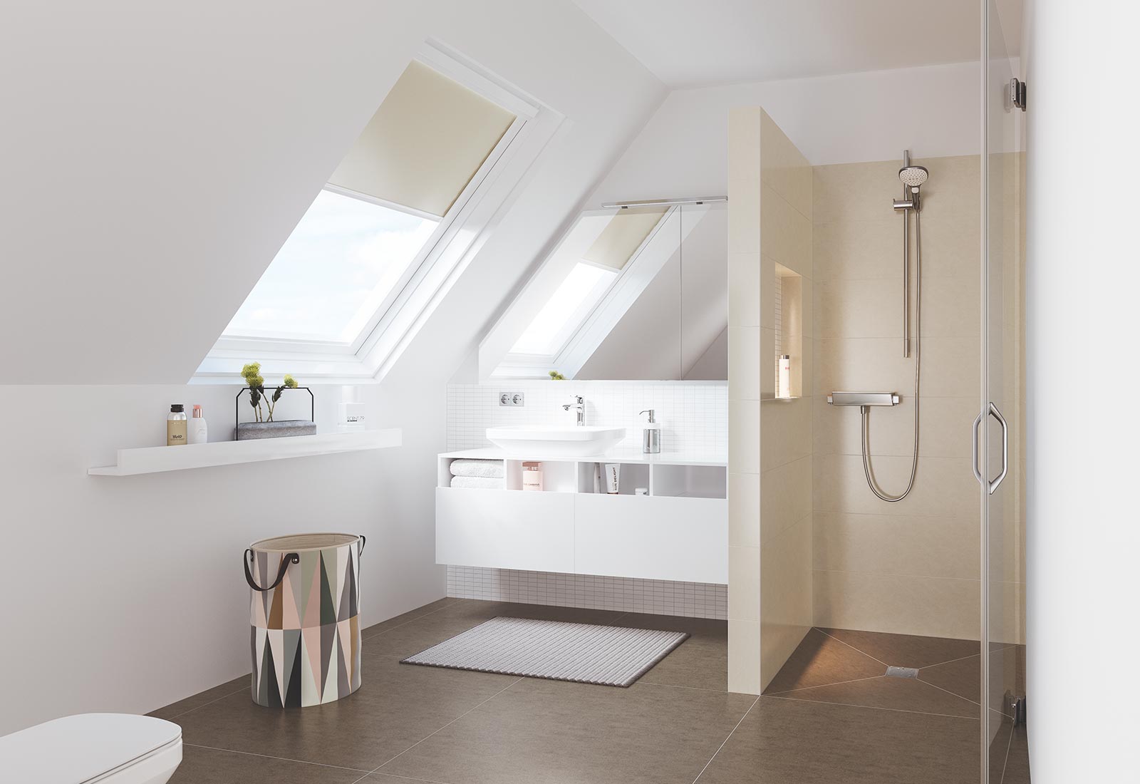 Receveur de douche complet wedi Fundo Integro rectangulaire, écoulement excentré DN50