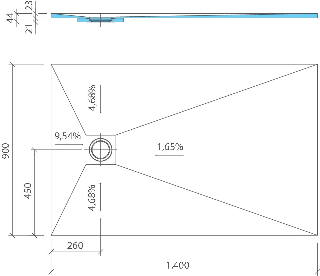Dimensions receveur Ligno Plus 072070061