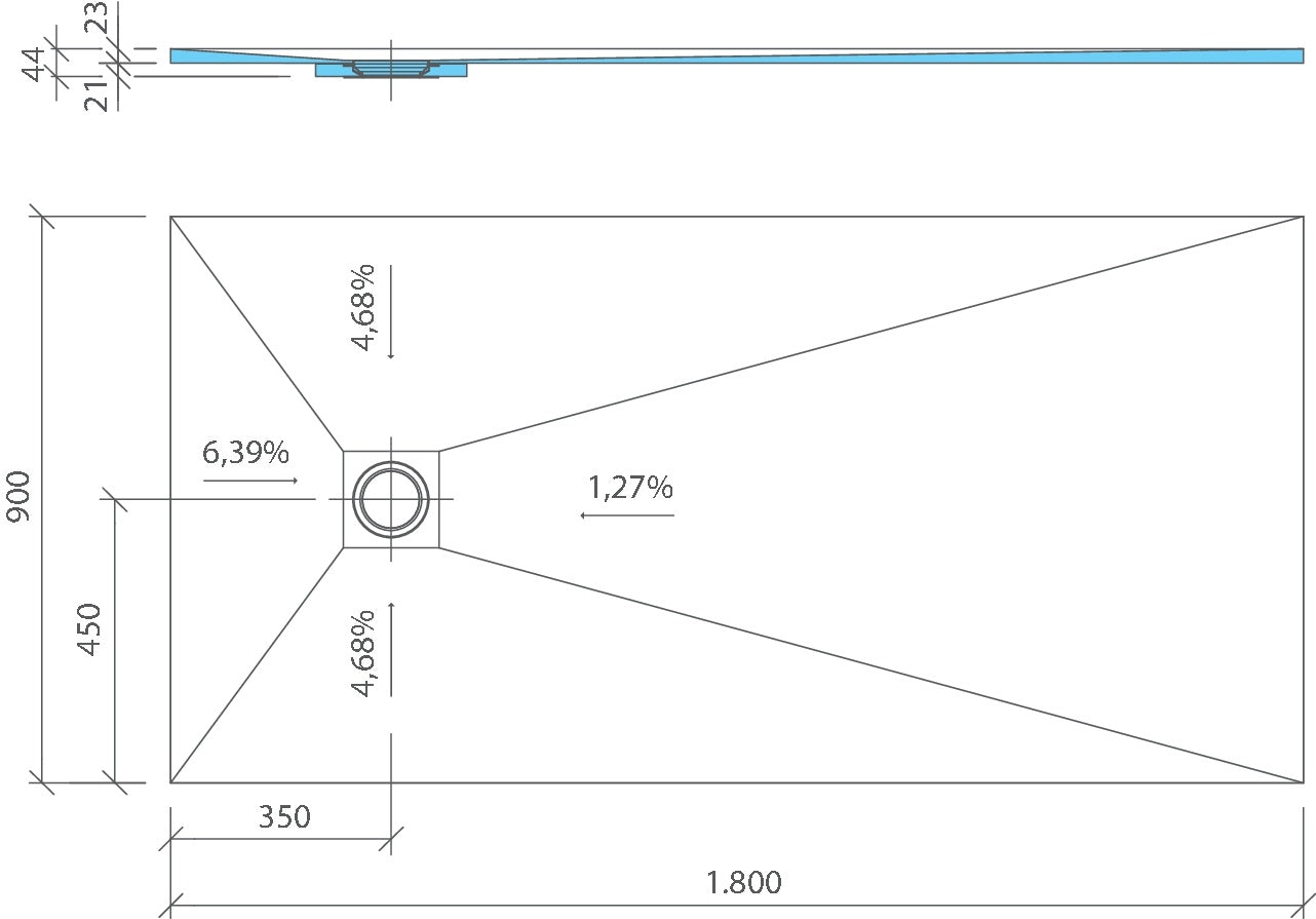 Dimensions receveur Ligno Plus 072070062