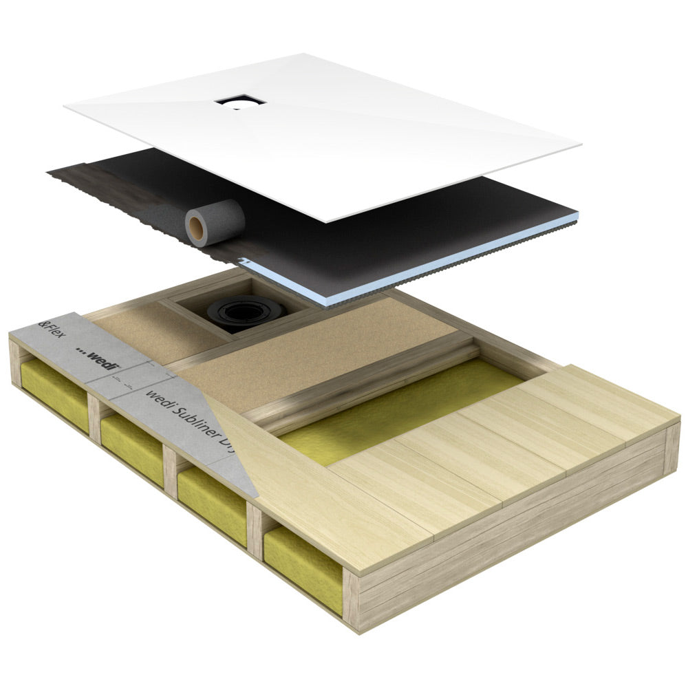 Receveur de douche wedi Fundo Ligno Plus rectangulaire, écoulement excentré