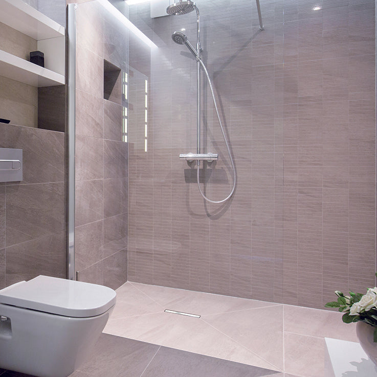 Receveur de douche wedi Fundo Riofino carré, écoulement linéaire centré
