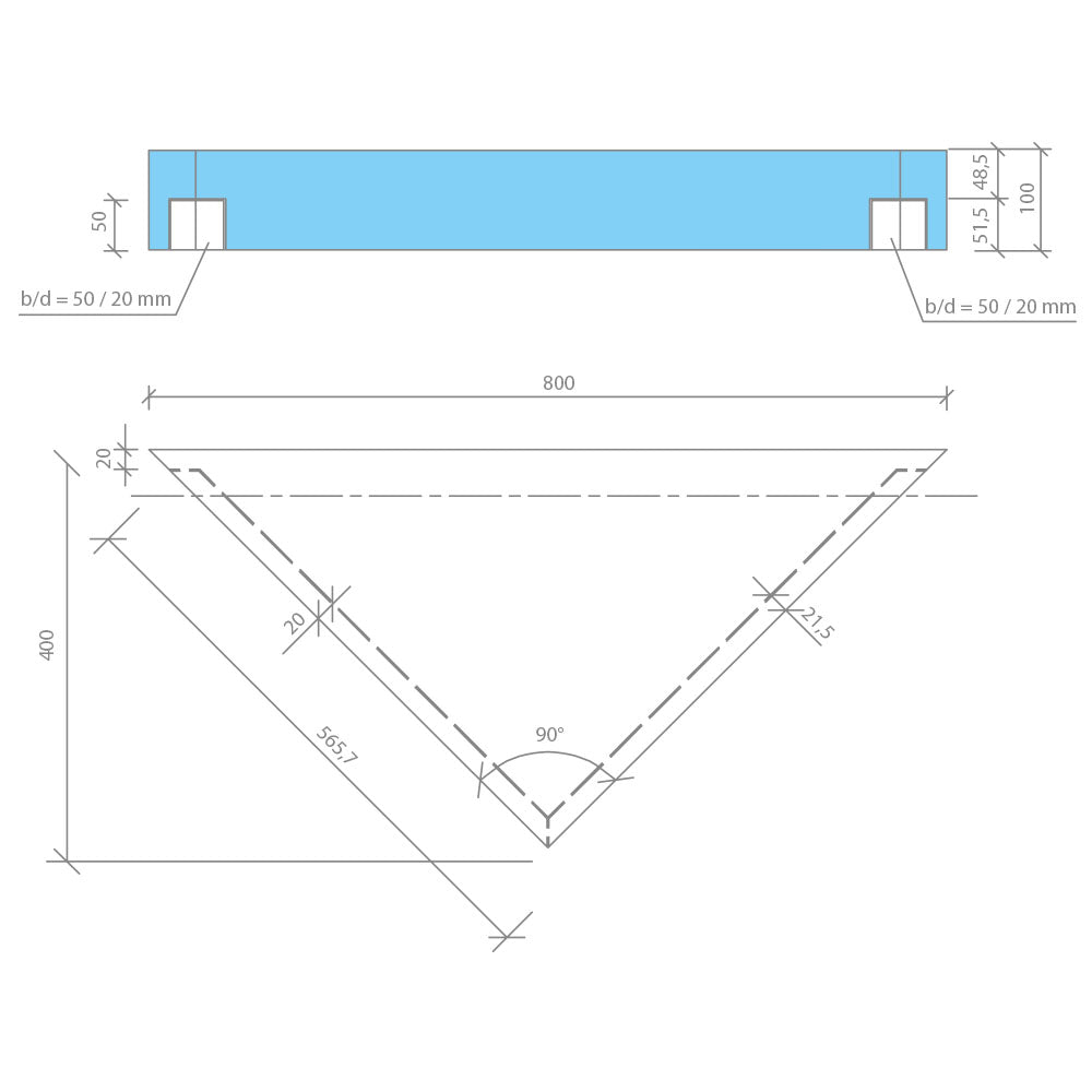 Banquette d'angle wedi Sanoasa, pente vers l’avant