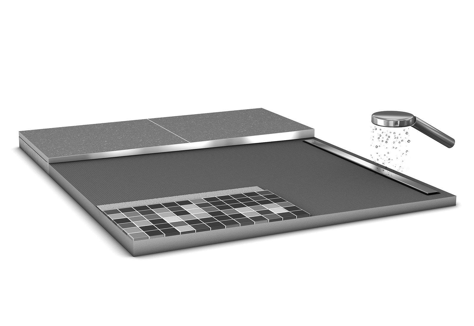 Profilé de pente pour sol wedi Fundo Riolito neo et Plano Linea, inox brossé