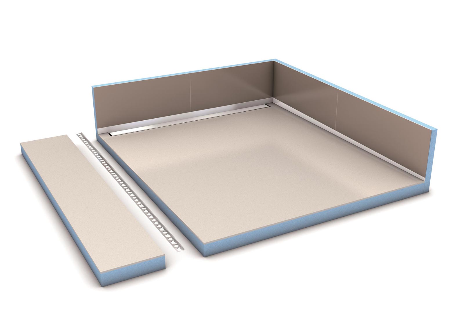 Profilé de pente pour sol wedi Fundo Riolito neo et Plano Linea, inox brossé