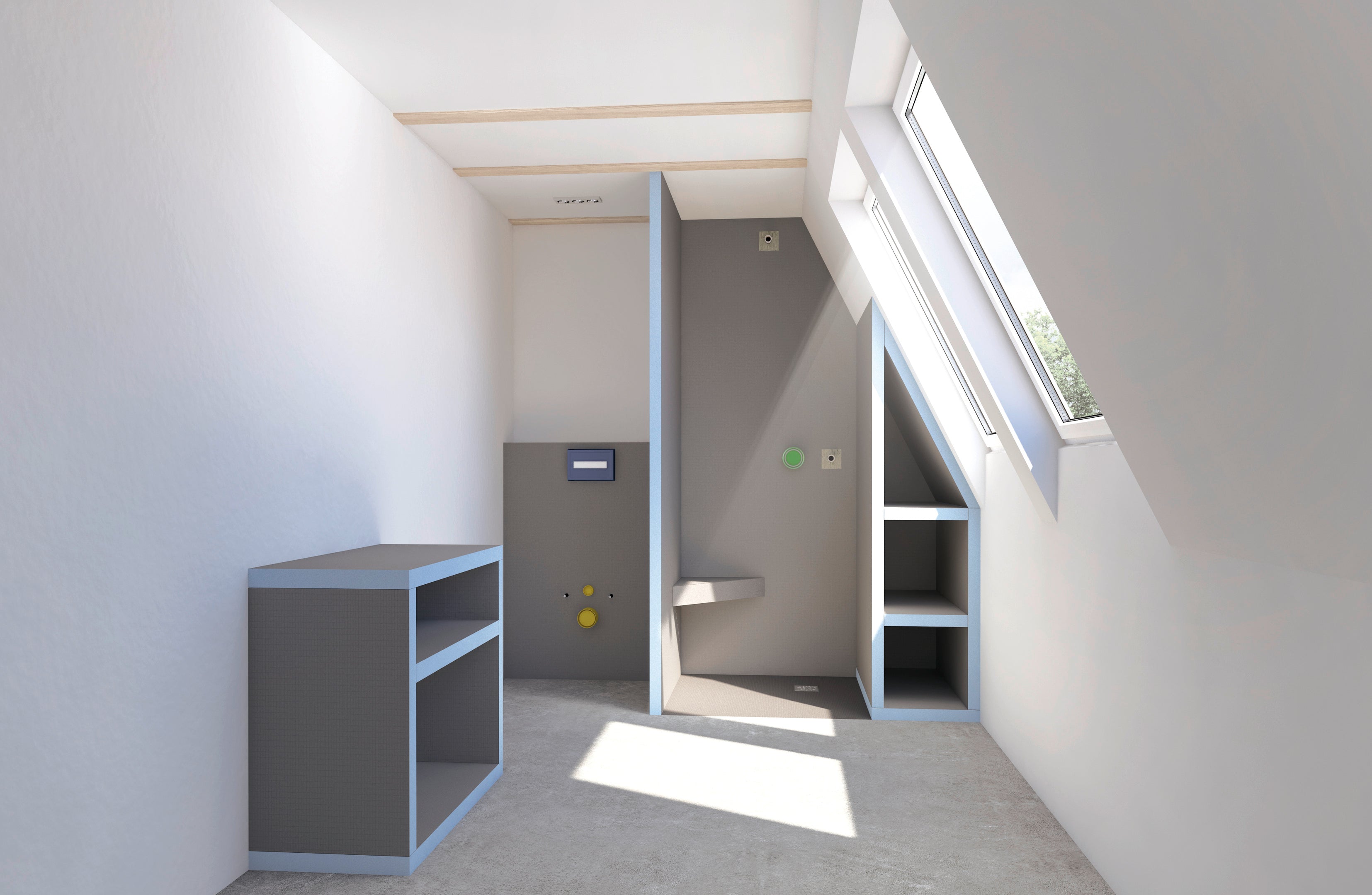 Banquette d'angle wedi Sanoasa, pente vers l’avant